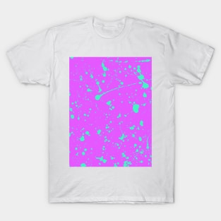 Aqua Spray Splatter On Pink T-Shirt